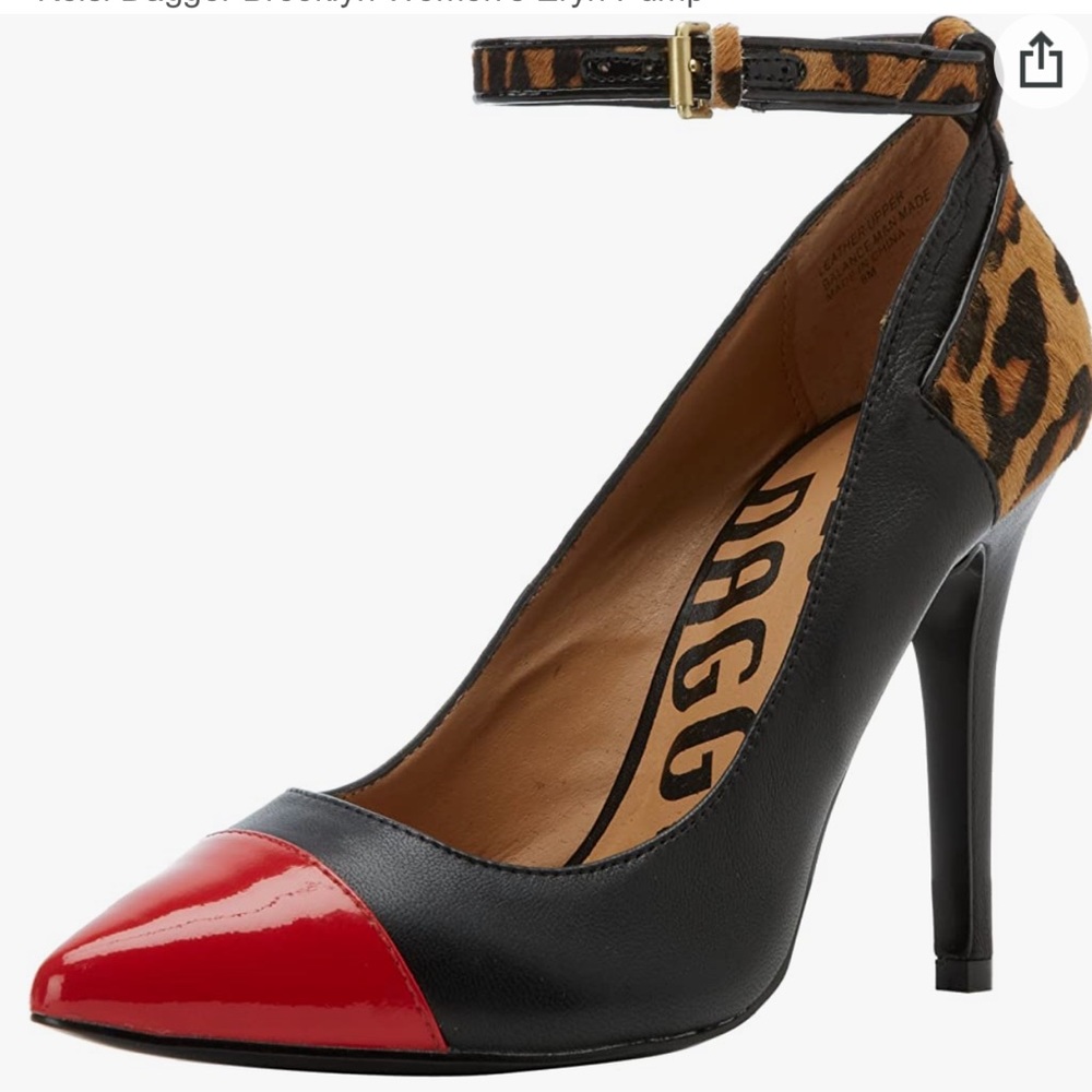 NWT Kelsi Dagger Eryn Black, Red, and Leopard Cap-Toe Pointed Pumps! ⚫️🟥🐆⬛️🔴